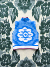 Load image into Gallery viewer, One-of-a-Kind: Blue floral Wool Ukrainian Blanket Vest (XS-M)