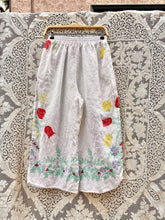 Load image into Gallery viewer, One-of-a-Kind: Vintage Red and Yellow Floral Tablecloth Easy Pant (S)