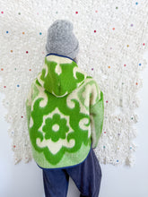 Load image into Gallery viewer, One-of-a-Kind: Spring Green Floral Ukrainian Blanket Hooded Flora Jacket (M)