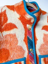 Load image into Gallery viewer, One-of-a-Kind: Fall Orange Floral Ukrainian Wool Blanket Flora Jacket (M)