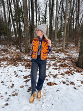 Load image into Gallery viewer, One-of-a-Kind: Orange/Brown Floral Wool Blanket Vest #1 (XS-M)