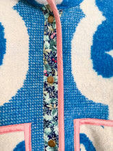 Load image into Gallery viewer, One-of-a-Kind: Blue Ukrainian Blanket Hooded Flora Jacket (M)