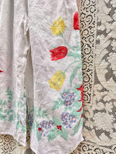 Load image into Gallery viewer, One-of-a-Kind: Vintage Red and Yellow Floral Tablecloth Easy Pant (S)