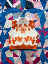 Load image into Gallery viewer, One-of-a-Kind: Ukrainian Fall Orange Floral Wool Blanket Cropped Vest (XS-S)