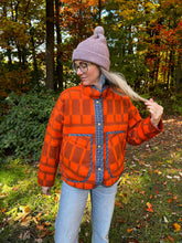 Load image into Gallery viewer, One-of-a-Kind: Ukrainian Geometric Checks Blanket Flora Jacket (M)