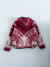 Load image into Gallery viewer, One-of-a-Kind: Burgundy and Cream Leaves Ukrainian Blanket Hooded Flora Jacket (S)