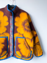 Load image into Gallery viewer, One-of-a-Kind: Brown and Canary Floral Ukrainian Blanket Flora Jacket (L)