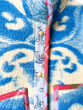 Load image into Gallery viewer, One-of-a-Kind: Blue Floral Ukrainian Blanket Flora Jacket (S)