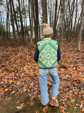 Load image into Gallery viewer, One-of-a-Kind: Ukrainian Kelly Green Floral Wool Blanket Snap Vest (L/XL)