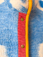 Load image into Gallery viewer, One-of-a-Kind: Blue Floral Wool Ukrainian Blanket Flora Jacket (L)