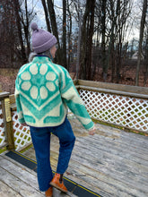 Load image into Gallery viewer, One-of-a-Kind: Kelly Green Floral Ukrainian Wool Blanket Flora Jacket (S)