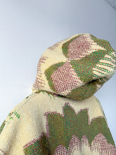 Load image into Gallery viewer, One-of-a-Kind: Butter Yellow and Floral Ukrainian Blanket Hooded Flora Jacket (S)