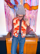 Load image into Gallery viewer, One-of-a-Kind: Tangerine Floral Wool Blanket Vest (XS-M)