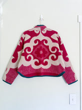 Load image into Gallery viewer, One-of-a-Kind: Fuchsia Berry Ukrainian Blanket Flora Jacket (S)
