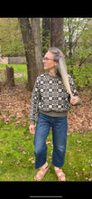 Load image into Gallery viewer, One-of-a-Kind: Black and Cream Coverlet Pullover (L)