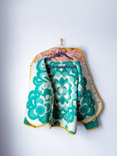 Load image into Gallery viewer, One-of-a-Kind: Kelly Green Floral Wool Ukrainian Blanket Hooded Flora Jacket (L)