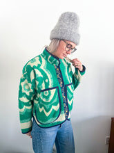 Load image into Gallery viewer, One-of-a-Kind: Green Floral Wool Blanket Flora Jacket (M)