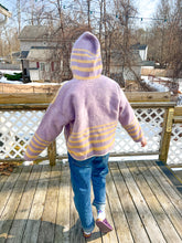 Load image into Gallery viewer, One-of-a-Kind: Vintage Lavender and Tan Geometric Wool Blanket Hooded Flora Jacket (M)