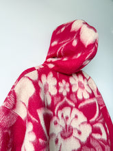 Load image into Gallery viewer, One-of-a-Kind: Fuchsia Floral Ukrainian Blanket Hooded Flora Jacket (L)