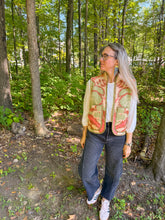 Load image into Gallery viewer, One-of-a-Kind: Green and Red Floral Vintage Blanket Vest (XS-M)