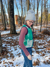 Load image into Gallery viewer, One-of-a-Kind: Colorblock Floral Wool Blanket Snap Front Vest (XS)