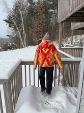 Load image into Gallery viewer, One-of-a-Kind: Geometric Ukrainian Blanket Hooded Flora Jacket (M)