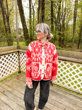 Load image into Gallery viewer, One-of-a-Kind: Red Floral Ukrainian Blanket Flora Jacket (M)
