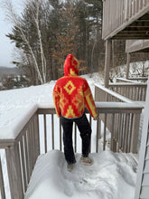Load image into Gallery viewer, One-of-a-Kind: Geometric Ukrainian Blanket Hooded Flora Jacket (M)