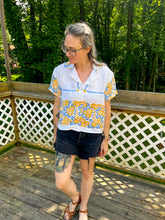Load image into Gallery viewer, One-of-a-Kind: Vintage Linen Tablecloth Shaftsbury Shirt (S)