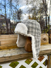 Load image into Gallery viewer, One-of-a-Kind: Homespun Gingham Aviator Quilt Hat (Adult Large)