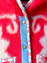 Load image into Gallery viewer, One-of-a-Kind: Coral Floral Ukrainian Blanket Hooded Flora Jacket (S)