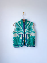 Load image into Gallery viewer, One-of-a-Kind: Green Floral Wool Blanket Vest (XS-M)