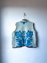 Load image into Gallery viewer, One-of-a-Kind: Ukrainian Blue Floral Wool Blanket Vest (L/XL)