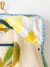 Load image into Gallery viewer, One-of-a-Kind: Deep Green and Orange Floral Burst Ukrainian Blanket Hooded Flora Jacket (L)