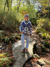 Load image into Gallery viewer, One-of-a-Kind: Indigo Floral Irish Chain Flora Jacket (L)