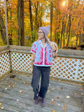 Load image into Gallery viewer, One-of-a-Kind: Vintage Red Floral Tablecloth Shaftsbury Shirt (S)