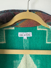 Load image into Gallery viewer, One-of-a-Kind: Geometric Green Ukrainian Wool Blanket Flora Jacket (L)