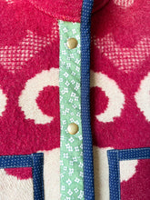 Load image into Gallery viewer, One-of-a-Kind: Fuchsia Floral Ukrainian Blanket Flora Jacket (S)