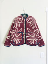 Load image into Gallery viewer, One-of-a-Kind: Toasted Burgundy Floral Ukrainian Blanket Flora Jacket (M)