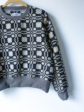 Load image into Gallery viewer, One-of-a-Kind: Black and Cream Coverlet Pullover (L)