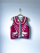 Load image into Gallery viewer, One-of-a-Kind: Ukrainian Vintage Raspberry Blanket Snap Front Vest (M)
