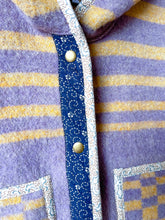 Load image into Gallery viewer, One-of-a-Kind: Vintage Lavender and Tan Geometric Wool Blanket Hooded Flora Jacket (M)