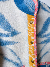 Load image into Gallery viewer, One-of-a-Kind: Blue Floral Ukrainian Blanket Flora Jacket (L)