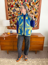 Load image into Gallery viewer, One-of-a-Kind: Blue and Yellow Floral Ukrainian Blanket Vest (L/XL)