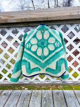 Load image into Gallery viewer, One-of-a-Kind: Kelly Green Floral Ukrainian Wool Blanket Flora Jacket (S)