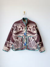 Load image into Gallery viewer, One-of-a-Kind: Chocolate Floral Ukrainian Blanket Flora Jacket (S)