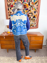 Load image into Gallery viewer, One-of-a-Kind: Blue Folk Art Ukrainian Blanket Vest (XS-M)