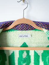 Load image into Gallery viewer, One-of-a-Kind: Green Geometric Floral Ukrainian Blanket Flora Jacket (S)