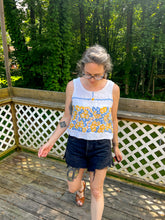 Load image into Gallery viewer, One-of-a-Kind: Vintage Linen Tablecloth Turnaround Tank (S)