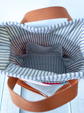 Load image into Gallery viewer, One-of-a-Kind: Aunt Eliza’s Star Floral Project Bag (with detachable strap)